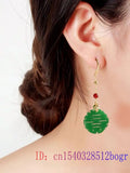 Green Jade Earrings 925 Silver Amulet Gemstone Jewelry