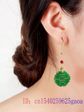 Jade Earrings Women Green Beaded Jewelry 925 Silver