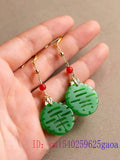 Jade Earrings Women Green Beaded Jewelry 925 Silver