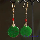 Jade Earrings Women Green Beaded Jewelry 925 Silver