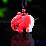 Jade Elephant Pendant Amulet Necklace Charm Red Jewelry Natural Jadeite