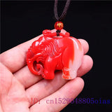 Jade Elephant Pendant Amulet Necklace Charm Red Jewelry Natural Jadeite