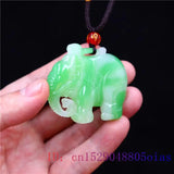 Jade Elephant Pendant Charm Carved Necklace Green Chinese Amulet Jadeite