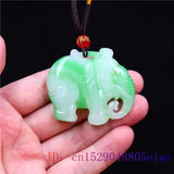 Jade Elephant Pendant Charm Carved Necklace Green Chinese Amulet Jadeite