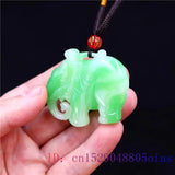 Jade Elephant Pendant Charm Carved Necklace Green Chinese Amulet Jadeite