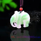 Jade Elephant Pendant Charm Carved Necklace Green Chinese Amulet Jadeite