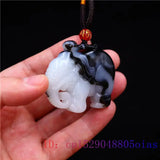 Jade Elephant Pendant Chinese Necklace Natural Jewelry Charm Carved