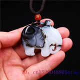 Jade Elephant Pendant Chinese Necklace Natural Jewelry Charm Carved