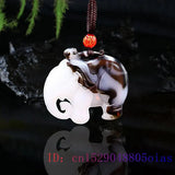 Jade Elephant Pendant Chinese Necklace Natural Jewelry Charm Carved