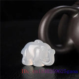 Jade Elephant Pendant Charm Necklace Chalcedony Jewelry