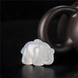 Jade Elephant Pendant Charm Necklace Chalcedony Jewelry