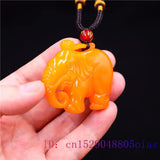 Jade Elephant Pendant Yellow Necklace Jadeite Natural Charm Amulet