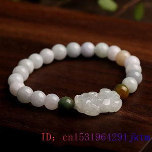 Jade Emerald Pixiu Bracelet Natural Jadeite Bead Stone Men Accessories