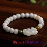 Jade Emerald Pixiu Bracelet Natural Jadeite Bead Stone Men Accessories