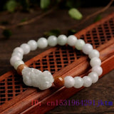 Jade Emerald Pixiu Bracelet Natural Jadeite Bead Stone Men Accessories