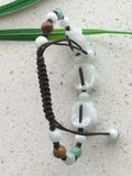 Jade Emerald Rose Beads Bracelet Natural Adjustable Bangle