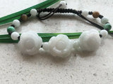 Jade Emerald Rose Beads Bracelet Natural Adjustable Bangle
