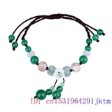 Jade Flower Anklets for Women Gemstone Charm Green Carved Jewelry