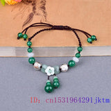 Jade Flower Anklets for Women Gemstone Charm Green Carved Jewelry