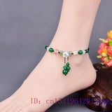 Jade Flower Anklets for Women Gemstone Charm Green Carved Jewelry