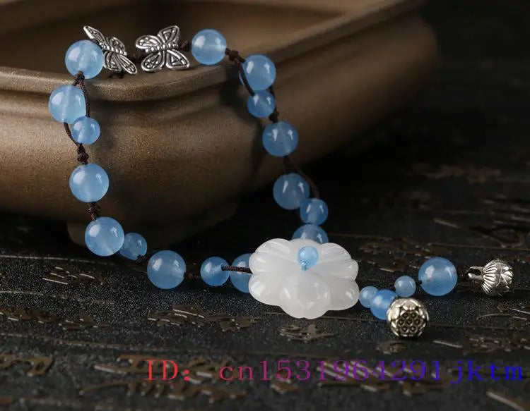Jade Flower Anklets Gemstones Charm Vintage Accessories