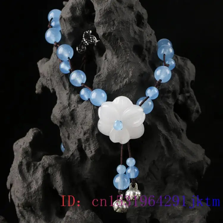 Jade Flower Anklets Gemstones Charm Vintage Accessories