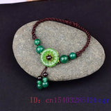Jade Flower Anklets Women Men Charms Gemstone Jewelry Vintage Green