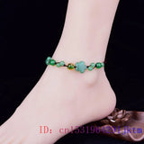 Green Jade Flower Anklets for Women Men