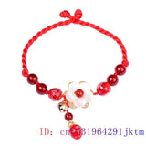 Jade Flower Anklets for Women - Chinese Red Gemstone Charms