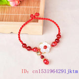 Jade Flower Anklets for Women - Chinese Red Gemstone Charms
