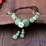 Real 925 Silver Jade Flower Bracelet Chalcedony Bangle