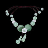 Real 925 Silver Jade Flower Bracelet Chalcedony Bangle