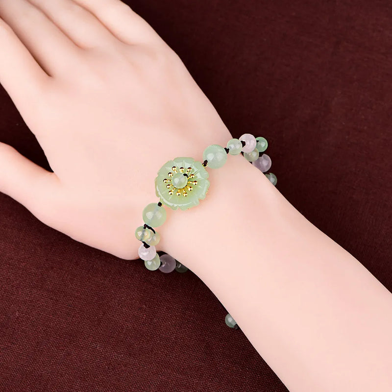 Jade Flower Bracelets Stone Man Bangle Bangles Chinese Jewelry