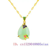 Jade Flower Pendant Amulet Natural Necklace Hetian Chinese Women 925 Silver Chal