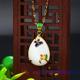 Jade Flower Pendant Amulet Natural Necklace Hetian Chinese Women 925 Silver Chal