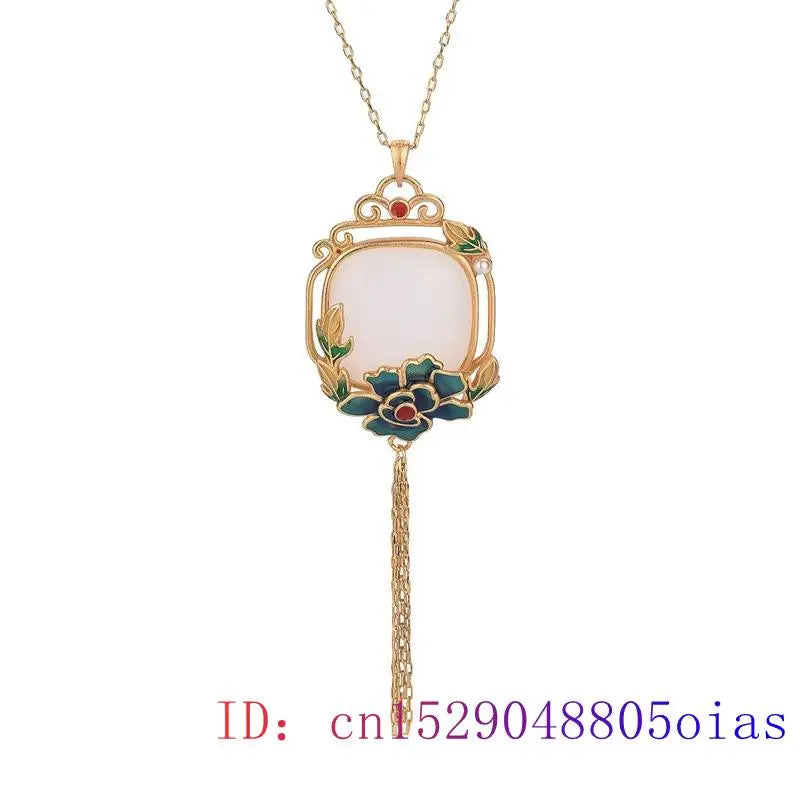 Chalcedony Gemstone Flower Pendant 925 Silver Necklace