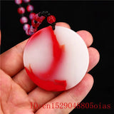 Jade Flower Pendant Charm Natural Jewelry for Men Women Carved Amulet Necklace