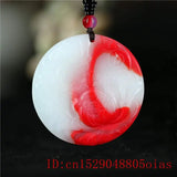 Jade Flower Pendant Charm Natural Jewelry for Men Women Carved Amulet Necklace