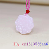 Pink Jade Flower Pendant Necklace Charm Gemstones Jewelry