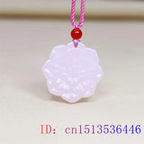 Pink Jade Flower Pendant Necklace Charm Gemstones Jewelry