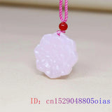 Pink Jade Flower Pendant Necklace Men Gift Carved Gemstones Jewelry