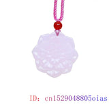 Pink Jade Flower Pendant Necklace Men Gift Carved Gemstones Jewelry