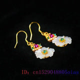 Jade Flowers Earrings 925 Silver Talismans Jewelry Gemstones