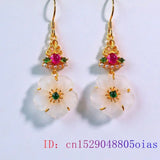 Jade Flowers Earrings 925 Silver Talismans Jewelry Gemstones