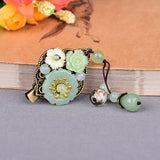 Jade Flowers Hairpin Chalcedony Agate Charm Jadeite Jewelry Amulet