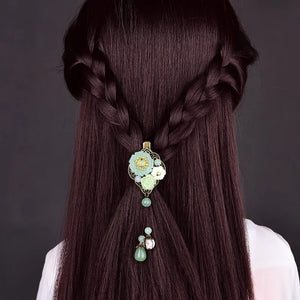 Jade Flowers Hairpin Chalcedony Agate Charm Jadeite Jewelry Amulet