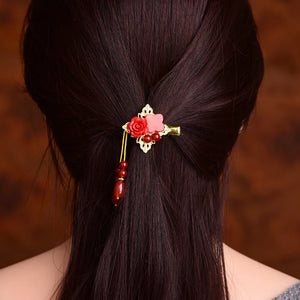 Jade Flowers Hairpin Chalcedony Agate Charm Jadeite Jewelry Amulet