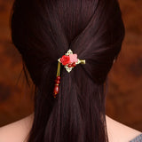 Jade Flowers Hairpin Chalcedony Agate Charm Jadeite Jewelry Amulet