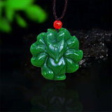 Jade Fox Pendant Necklace Stone Amulet Talisman Women Charm Jewelry