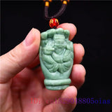 Jade God of Wealth Pendant Necklace Women Charm Natural Amulet Chinese Jewelry